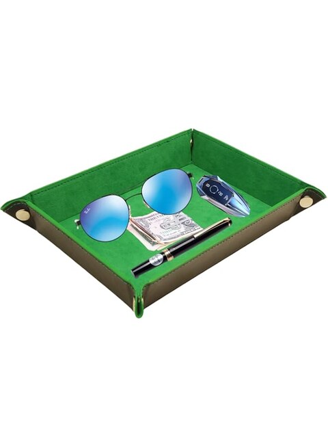 Socospace Valet Tray,Jewelry Tray,Desktop Storage Organizer, Catchall Tray Storage for Jewelry,Wallets,Keys,Watch,Glasses,Cell Phones（Green）