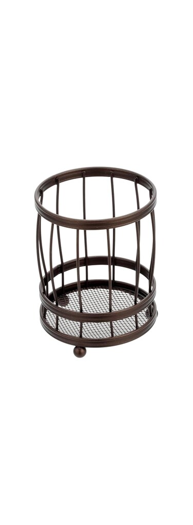 ECVV Metal Circular Storage Basket Kitchen Heavy Utensil Holder Storage Rack Chopsticks Holder Round   Chopsticks   Fork   Spoon   Storage   Black