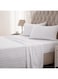 3-Piece White Cotton Bed Sheet Set &acirc;&euro;&ldquo; Ultra Soft Flat Sheet &amp; Pillowcases with Striped Design, Breathable &amp; Comfortable for Home or Hotel (Single/Double)