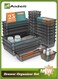 25PCS Transparent Black Plastic Drawer Organizer Set with Non-Slip Pads &acirc;&euro;&ldquo; 4 Sizes Storage Trays for Bathroom, Kitchen, Makeup, Desk &amp; Office