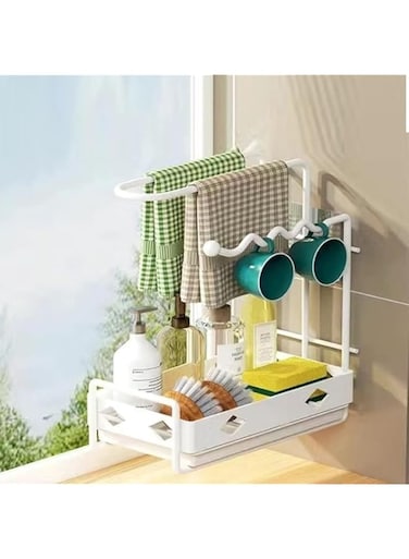 Kutis Bathroom Storage Organizer, Storage Rack Organizer, Anti-Rust Bathroom Storage Basket Suitable for Bathroom, Kitchen and Toilet 24 x 14 x 28 cm.