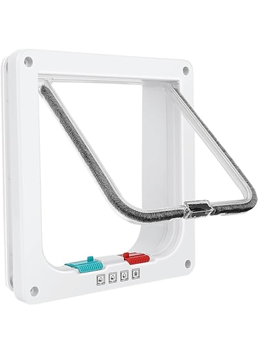 Cat Door for Windows, Pet Doors and Sliding Door, Safety Pet Door with 4 Way Lock, Weatherproof Cat Flap for Thin Door and Wall(X-Large, 24cm x 21cm Flap)