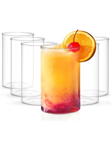 Borosil Vision Transparent Water Glass/Cold Drink Tumbler/ Beer Glass/Juice Glass Set of 6 Pcs (295 ML each) Flame Proof Glasses, Microwave &amp; Dishwasher Safe