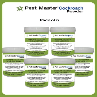 Pest Master Pack Of 6 Roach Insect Pest Control Powder Indoor &amp; Outdoor Use 100g