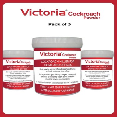 Victoria Pack Of 3 Roach Insect Pest Control Powder Indoor and Outdoor Use &amp; Other Major Cockroach Species