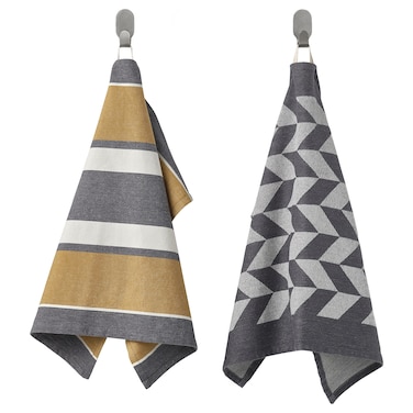 Tea Towel Pack Of 2 Yellow/Grey 45X60 Cm