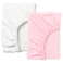 Fitted Sheet For Cot Pack Of 2 White/Pink 60X120cm