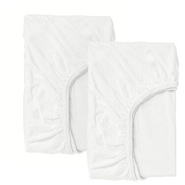 Fitted Sheet For Cot Pack Of 2 White 60X120cm