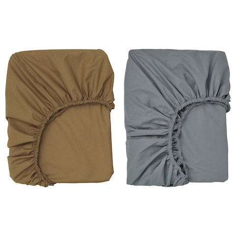 Fitted Sheet For Cot Pack Of 2 Dark Yellow/Blue 60X120cm