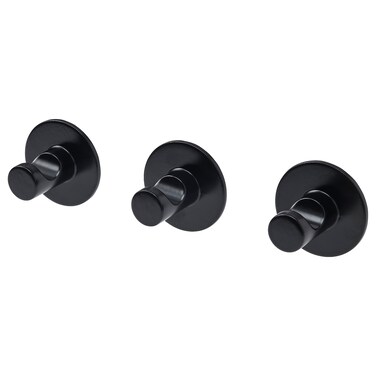Hook Self-Adhesive Pack Of 3 Black