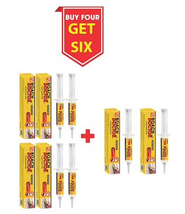 Buy 4 Get 6 Cockroach Gel Bait Syringe - Best Roach Killer for Quick and Lasting Results 10g