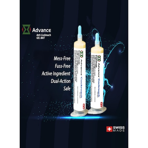 Advance Pack Of 2 Anti Cockroach Gel Bait Mess Free Dual Action 30g