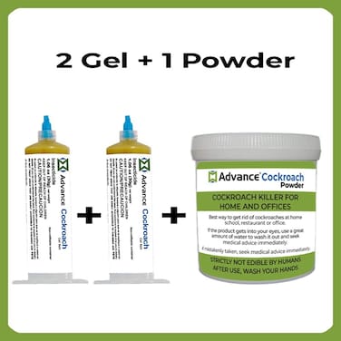Advance Pack Of 2 Cockroach Gel Bait 30g With Pack Of 1 Cockroach Powder 100g Roach Pest Control 30g