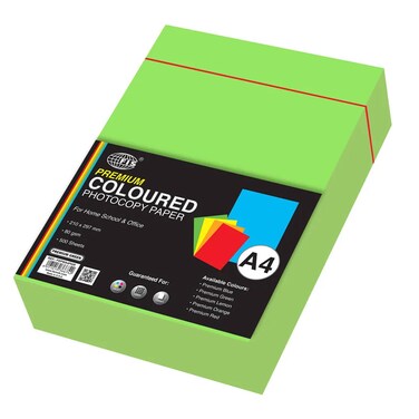 FIS Premium Color Photocopy Paper, 500 Sheets, 80 gsm, Premium Green Color, A4 Size - FSPWA4PGR