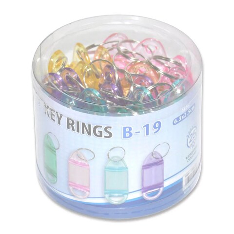 FIS Key Rings 25 Pieces Per Pack, Assorted Colors, 6.3 x 2.5 cm Size - FSKCB-19