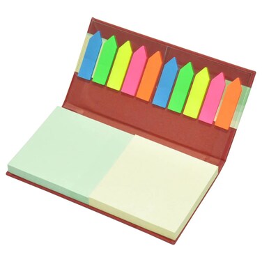 FIS Italian PU Sticky Note, Size 3 x 3 Inch, 2 Sticky Note Pads Set + 2 Flags Set, 200 Sheets, 2 Colours x 100 Sheets - FSPO36