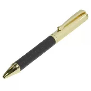 FIS Gold Pens with Embossed Italian PU Wrapper and Gift Box, Black Colour - FSPNGPUBKD4