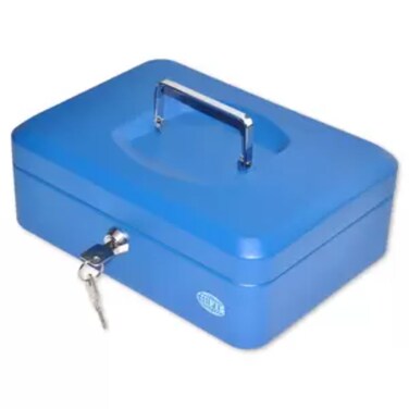 FIS Cash Box with Key 10 Inch, Matt Finish Blue Color - FSCPTS0025BL