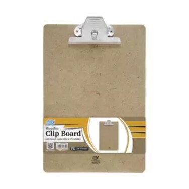 Fis Wooden Clip Boards (smart Jumbo Clip With Pen Holder), F4 Size