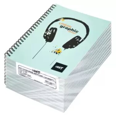 Light LINB971802S Spiral Soft Cover Single Line Notebook (9X7in, Pack of 10 Pcs X 100 Sheets)