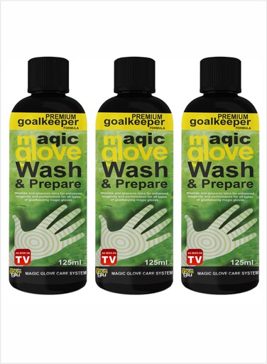 Magic Gloveglu Glove Wash &amp; Prepare Premium goalkeeper Formula 125ml Pack Of 3
