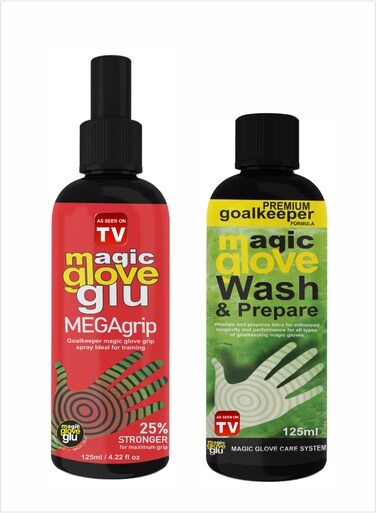 Magic Gloveglu Ultimate Glove Care Kit Glove Glue Mega Grip &amp; Wash Combo 2x125ml