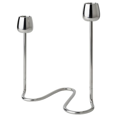 Candlestick For 2 Candles Silver-Colour 20cm