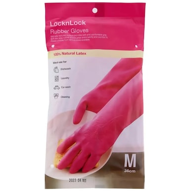 Lock &amp; Lock Rubber Gloves (36 cm, Medium, Pink)