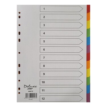 Deluxe Divider Manila Colored A4, 12 Tabs