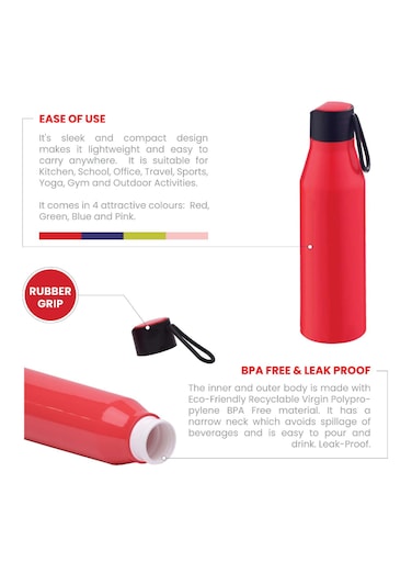 Bolt Plastic Water Bottle Red 700Ml