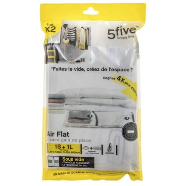 5Five Polyethylene Air-Flat Vacuum Bag (120 x 70 x 2.5 cm, 2 Pc.)