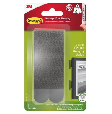 3M Command Picture Hanging Strips (4 Pairs Up to 9 kg Black)