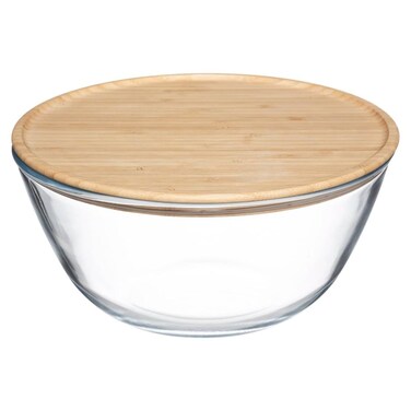 5Five Glass Salad Bowl W/Bamboo Lid (2.5 L)