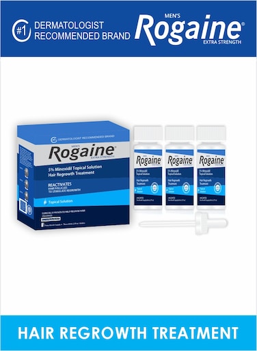 Pack Of 3 Mens Rogaine Extra Strength 5% Minoxidil Reactivates Topical Solution Regrowth Treatment Oil 60ml