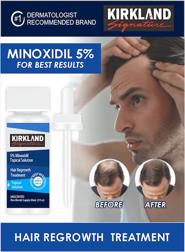 Mens Kirkland Extra Strength 5% Minoxidil Topical Solution Help Regrow Hair Oil 60ml