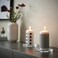 Unscented Pillar Candle Narrow-Striped/Black White 14 Cm
