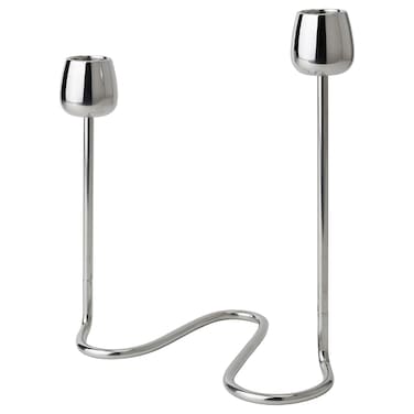 Candlestick For 2 Candles Silver-Colour 20 Cm