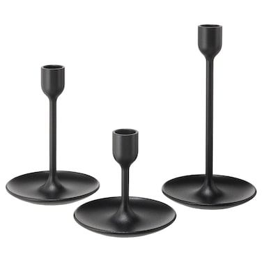Candlestick Set Of 3 Black