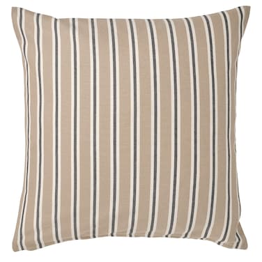 Cushion Cover Beige White/Stripe Pattern 50X50 Cm