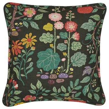 Cushion Cover Black-Green Multicolour/Floral Pattern 50X50 Cm