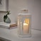 Lantern F Block Candle In/Outdoor White 28 Cm