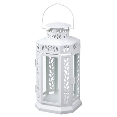 Lantern F Block Candle In/Outdoor White 28 Cm