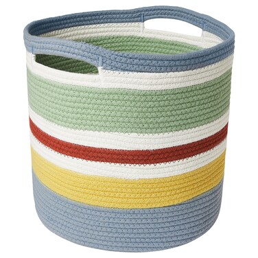 Storage Bag Braided from soft cotton with colourful stripes 30cm