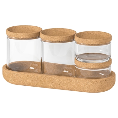 Jar With Lid And Tray Set Of 5