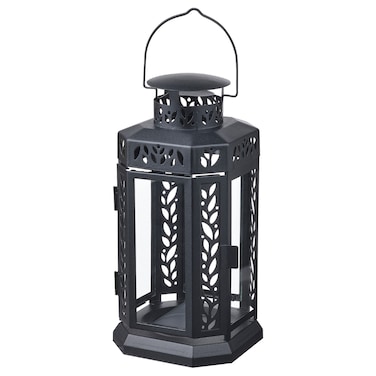 Lantern F Block Candle In/Outdoor Black 28cm