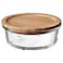 Food Container With Lid Round Glass/Bamboo 400ml