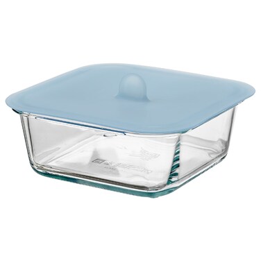 Food Container With Lid Square Glass/Silicone 600ml