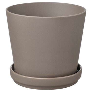 Plant Pot With Saucer In/Outdoor Grey-Brown 15cm