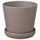 Plant Pot With Saucer In/Outdoor Grey-Brown 15cm