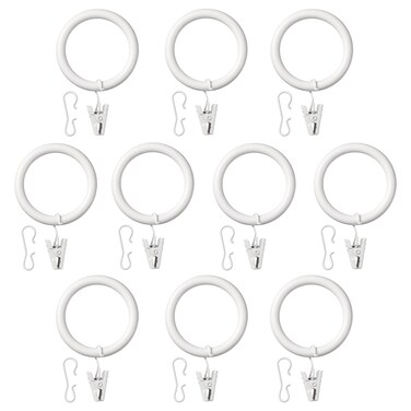 Curtain Ring Withclip And Hook White 38mm